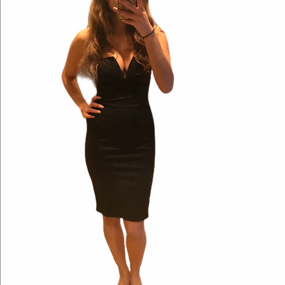 Black strapless dress
